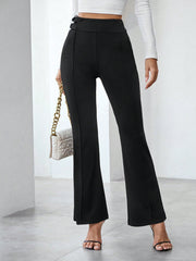 Privé Solid Color Circle Ring Detail Flared Pants