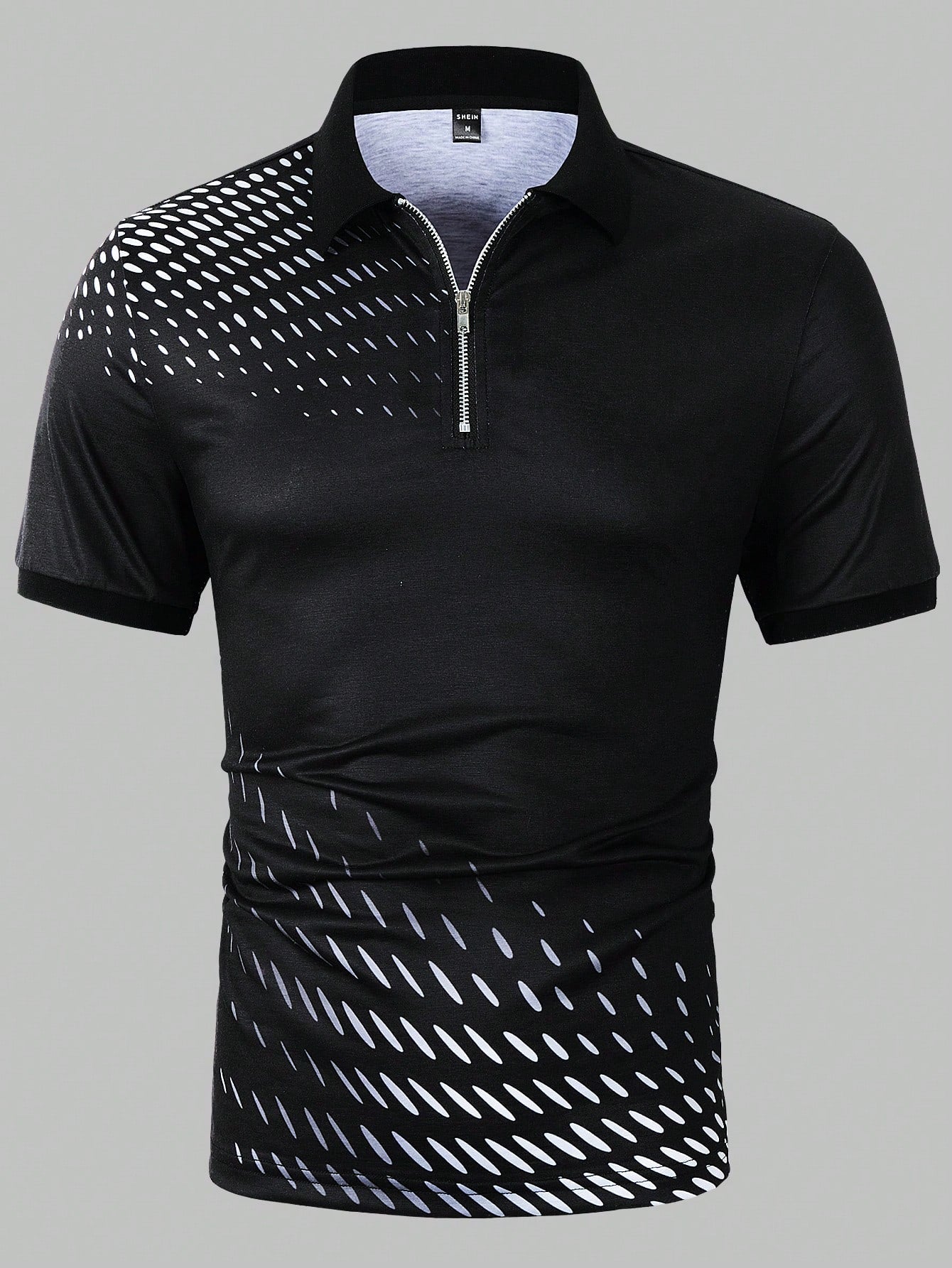 Manfinity Homme Men'S Half Zip Geometric Printed Polo Shirt