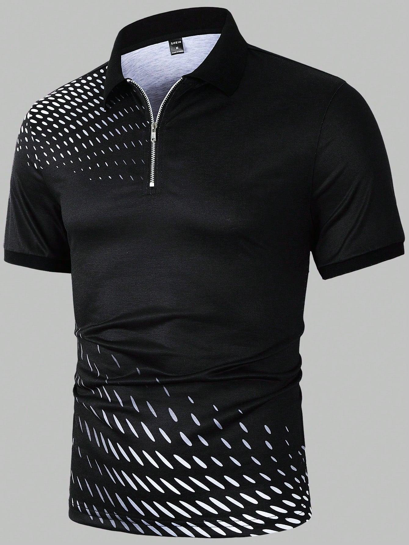 Manfinity Homme Men'S Half Zip Geometric Printed Polo Shirt