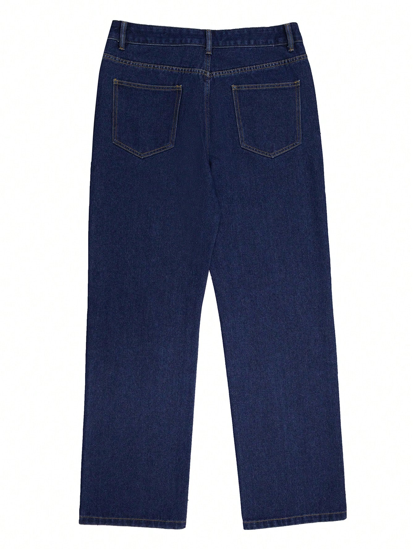 Men'S Washed Deep Blue Denim Jeans