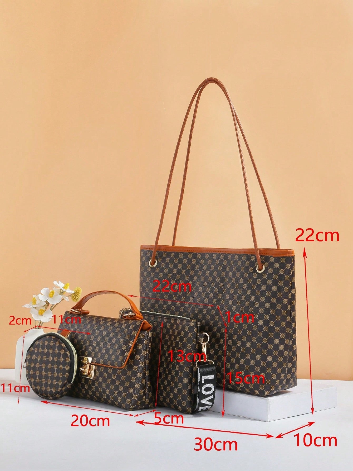 Fashionable Plaid Pattern Women'S Combination Bag