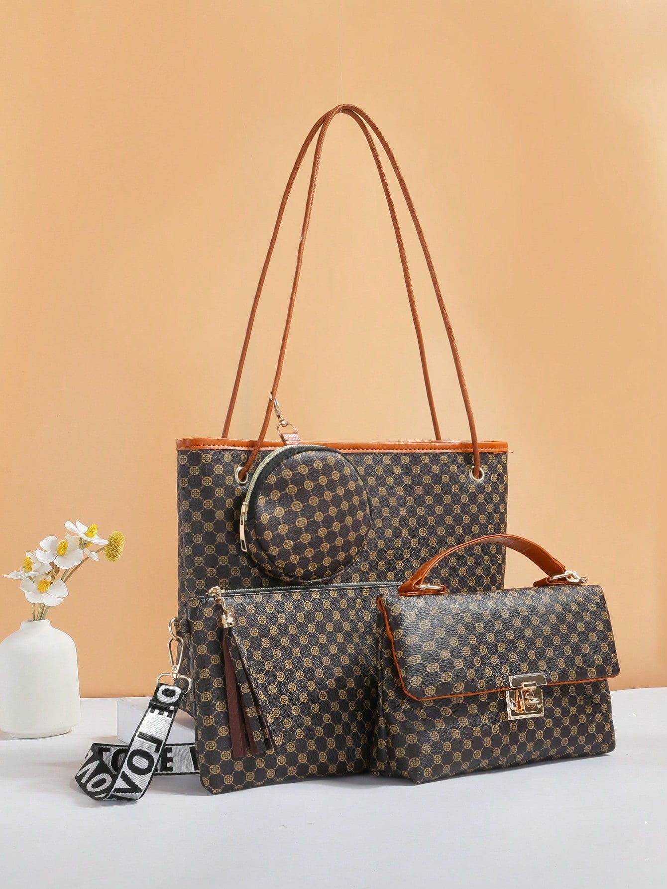 Fashionable Plaid Pattern Women'S Combination Bag