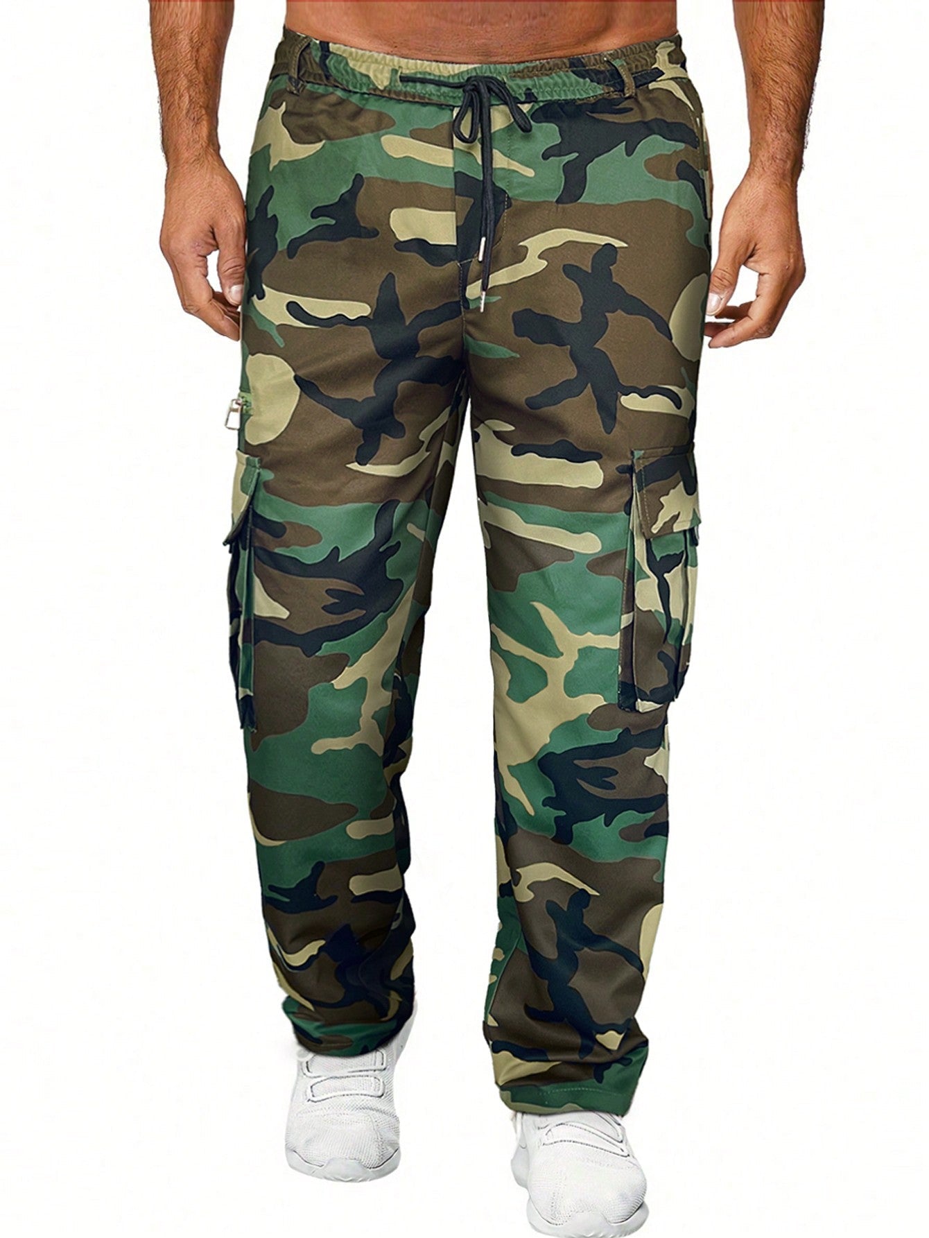 Manfinity EMRG Men's Camouflage Print Drawstring Waist Cargo Pants