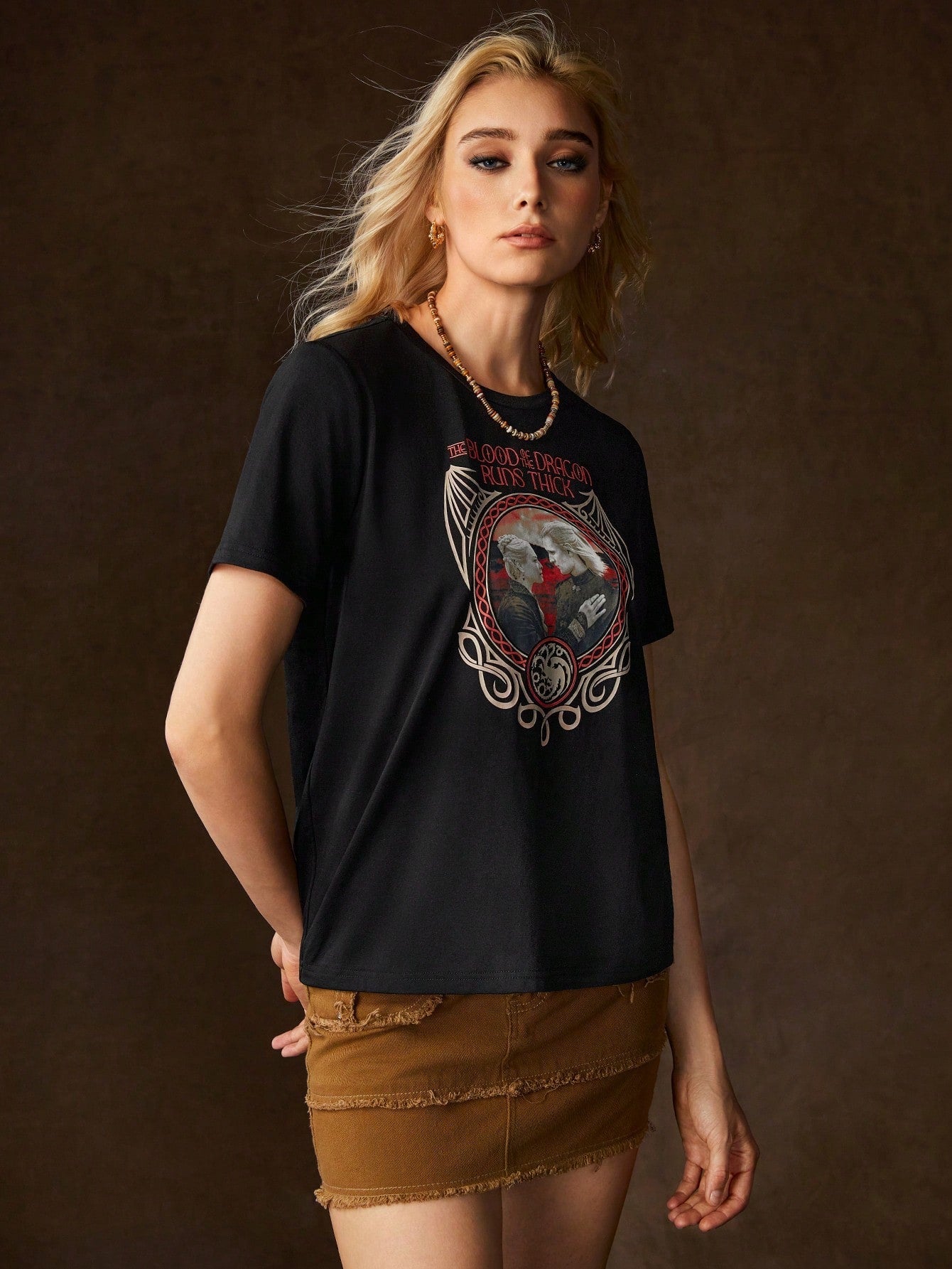 HOUSE OF THE DRAGON X Round Neck Short Sleeve Print T-Shirt