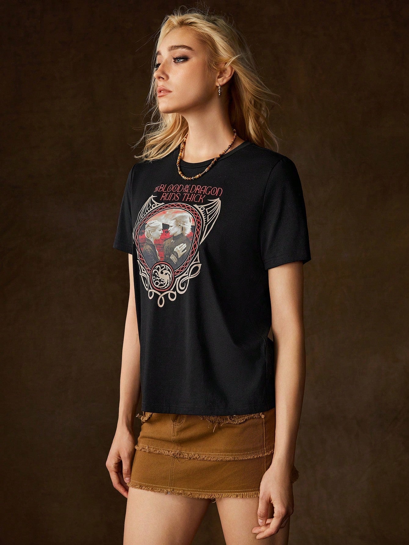 HOUSE OF THE DRAGON X Round Neck Short Sleeve Print T-Shirt