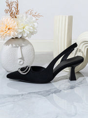 Fashion New Women'S Black High Heel Pumps With Pointed Toe, Embellished With Rhinestone