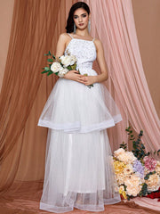 LOVE&LEMONADE Glitter Mesh Splice Cami Wedding Dress