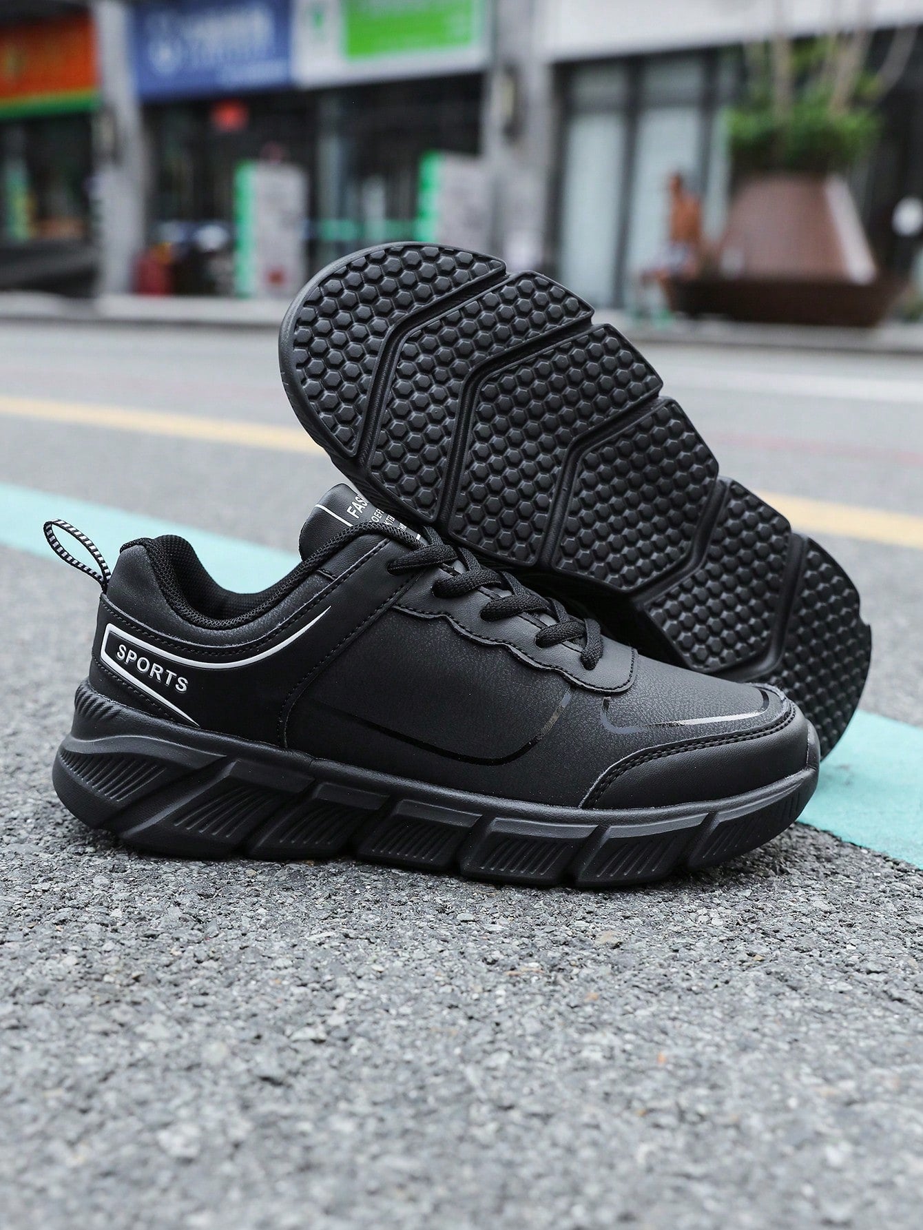 Ladies' Sports Running Shoes For Spring And Autumn, Fashionable, Casual, Waterproof, Anti-Slip, Large Size Leather Upper