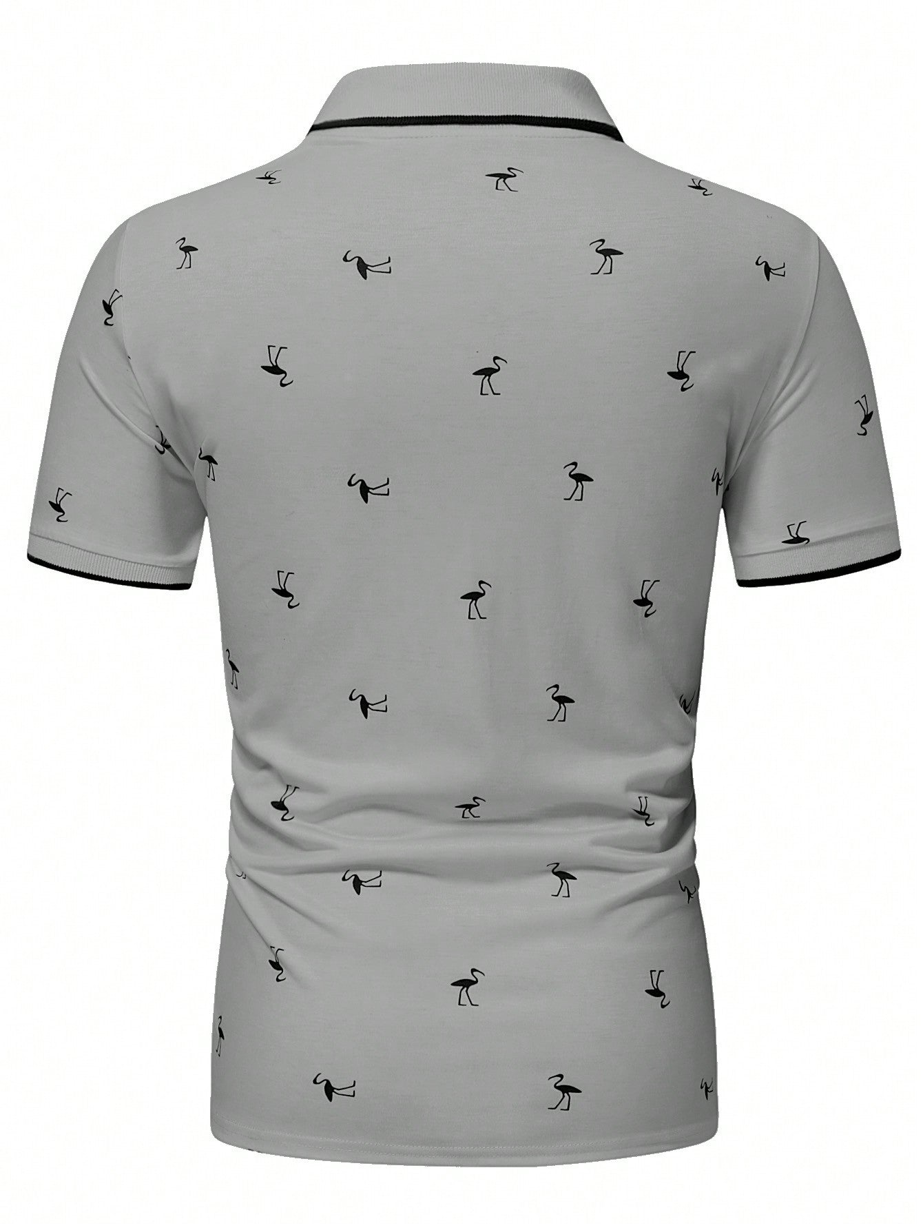 Manfinity RSRT Men Flamingo Print Contrast Trim Polo Shirt