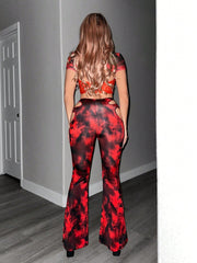 ICON Tie-Dye Hollow Out Flare Pants