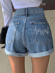 Women'S Simple Cuffed Denim Shorts