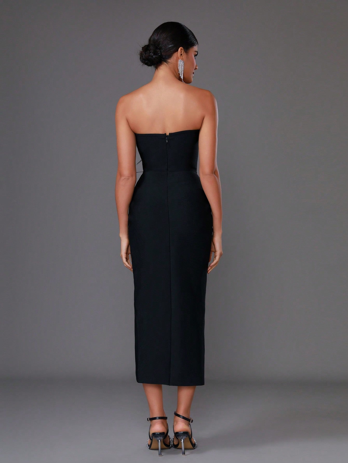 Strapless Split Hem Bandage Bodycon Party Dress Perfect For Elegant Parties Or Sexy Street Looks