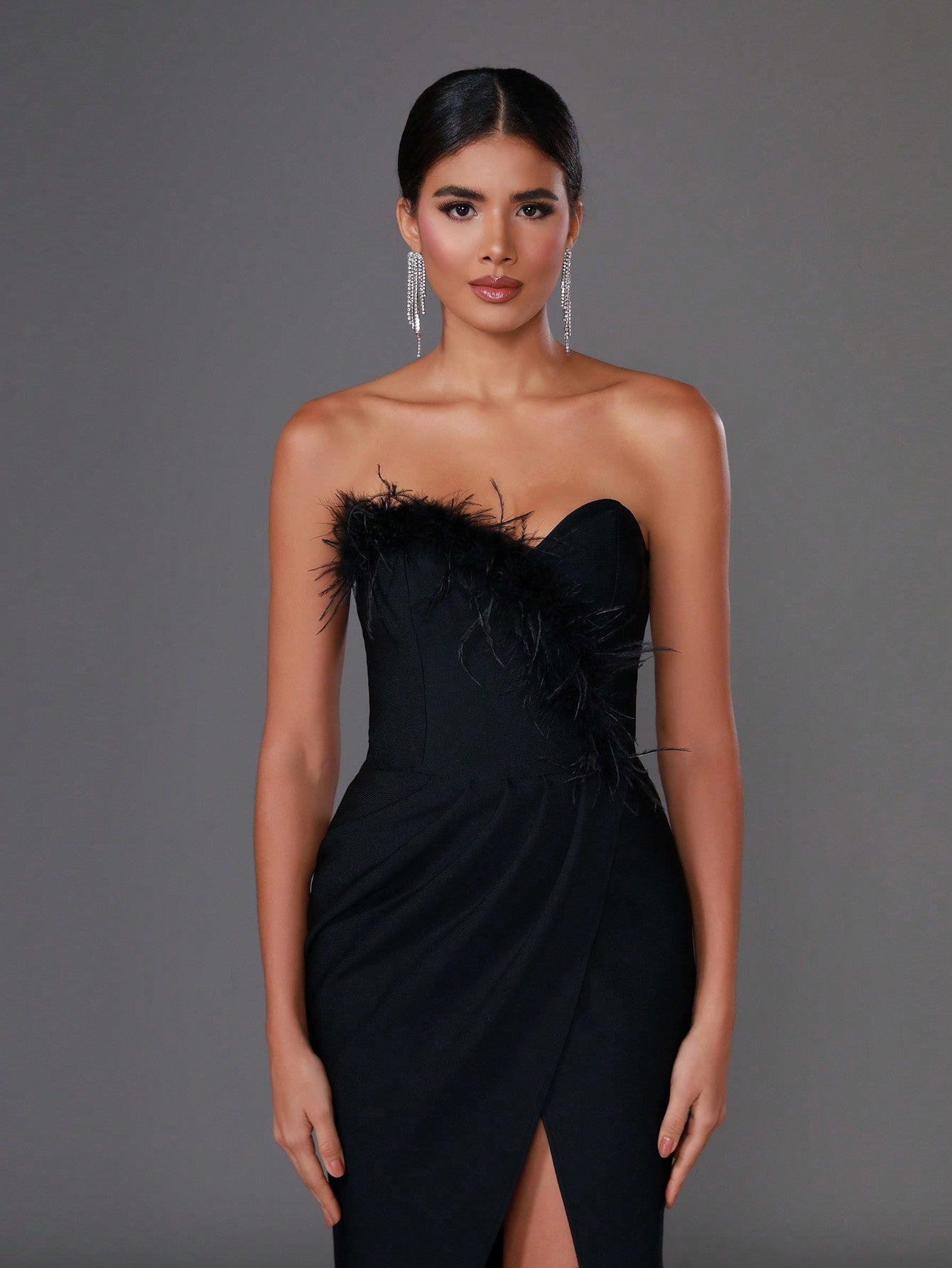 Strapless Split Hem Bandage Bodycon Party Dress Perfect For Elegant Parties Or Sexy Street Looks