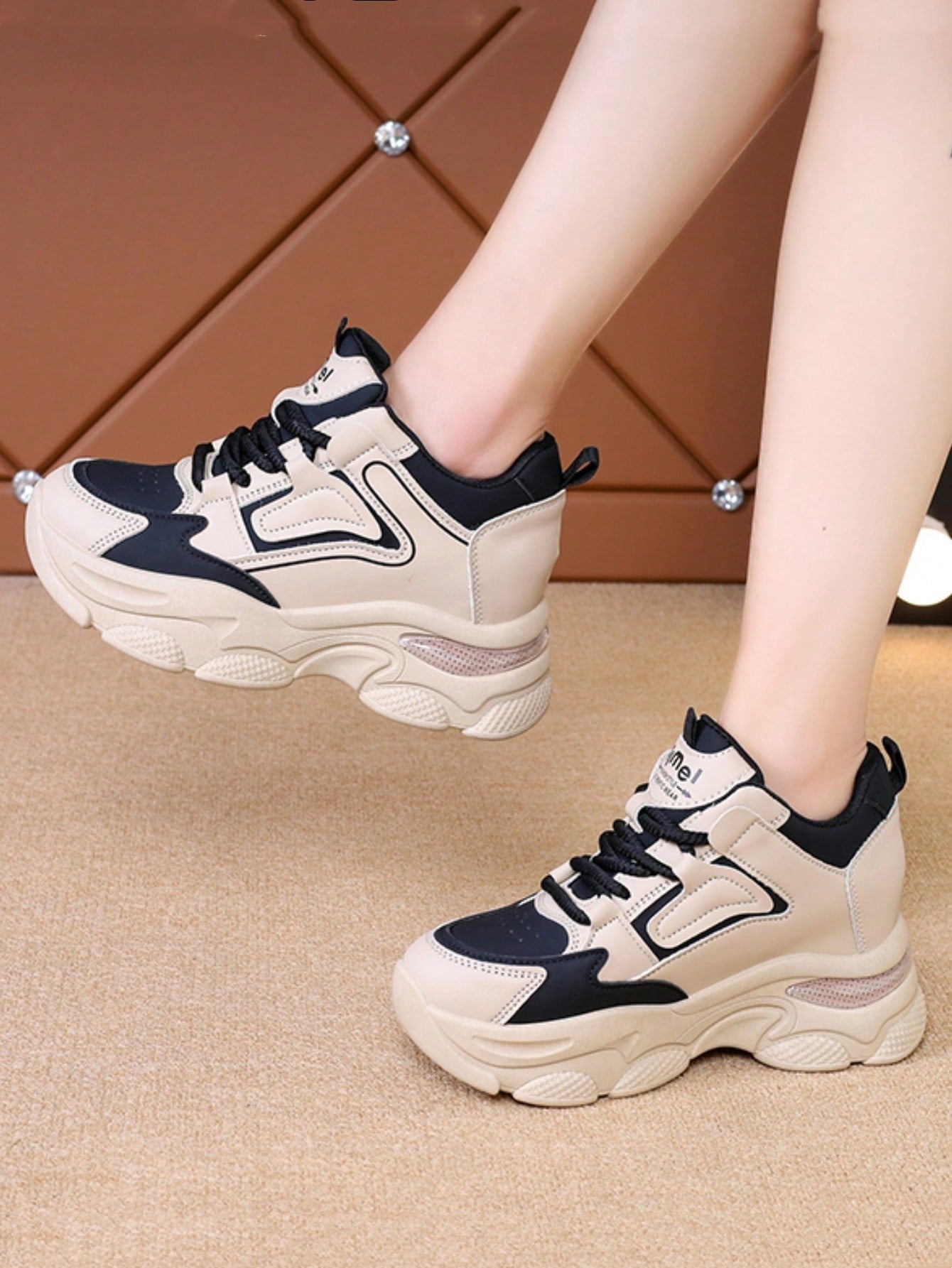 Women's New Thick-Soled Platform Sneakers, Sporty & Casual Style, For Shorter Stature, Height Increasing