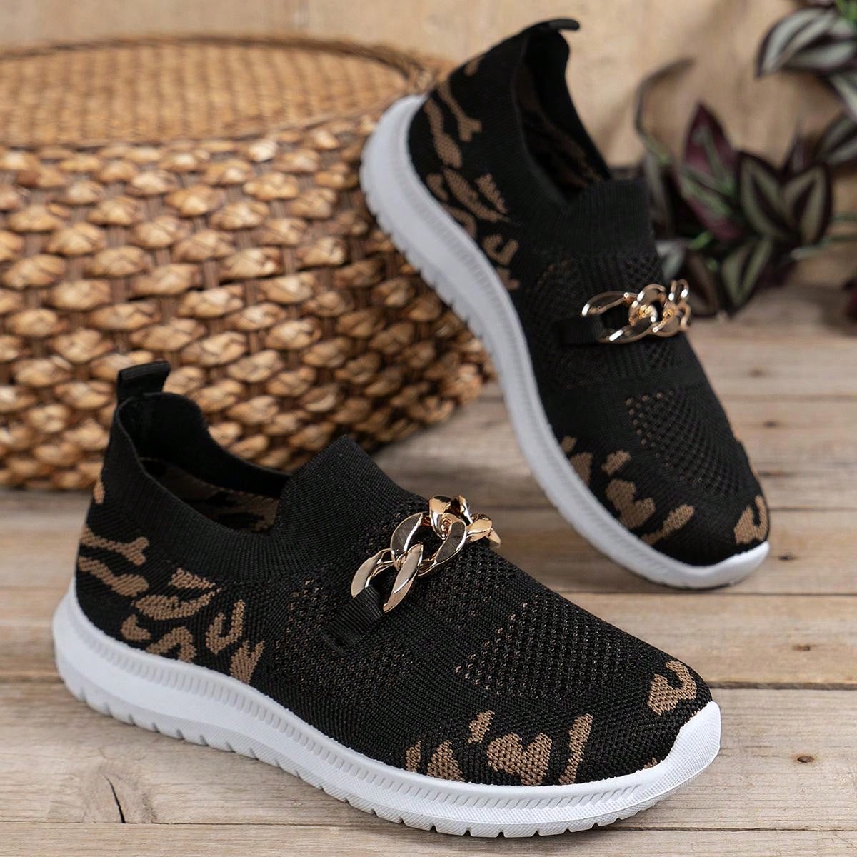 Women's Sports Shoes Fashionable Breathable Knitted Running Shoes For Walking