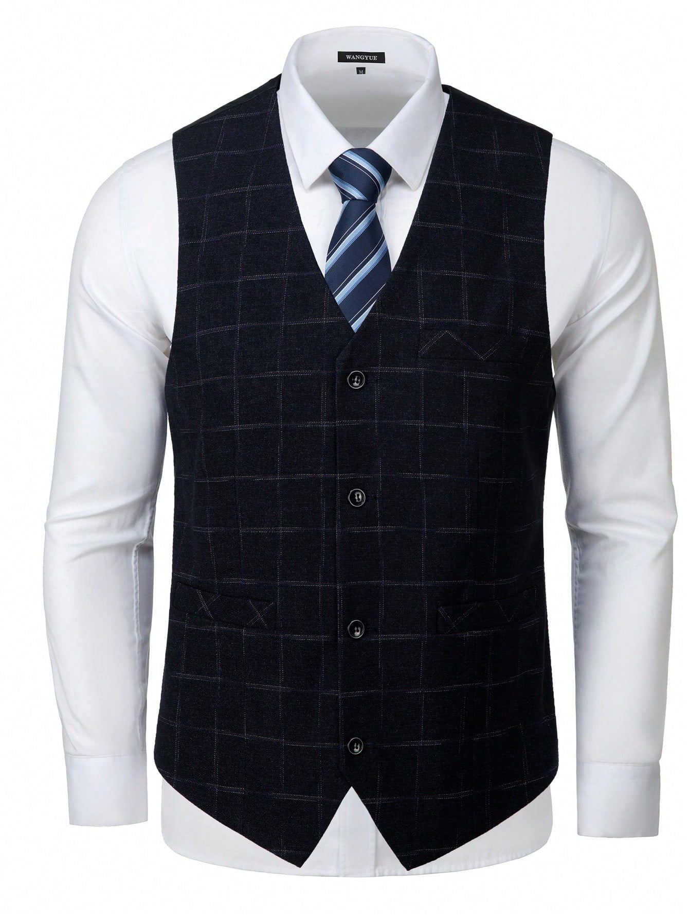 Men's Plaid Three-Piece Suit, Including Jacket, Vest And Pants