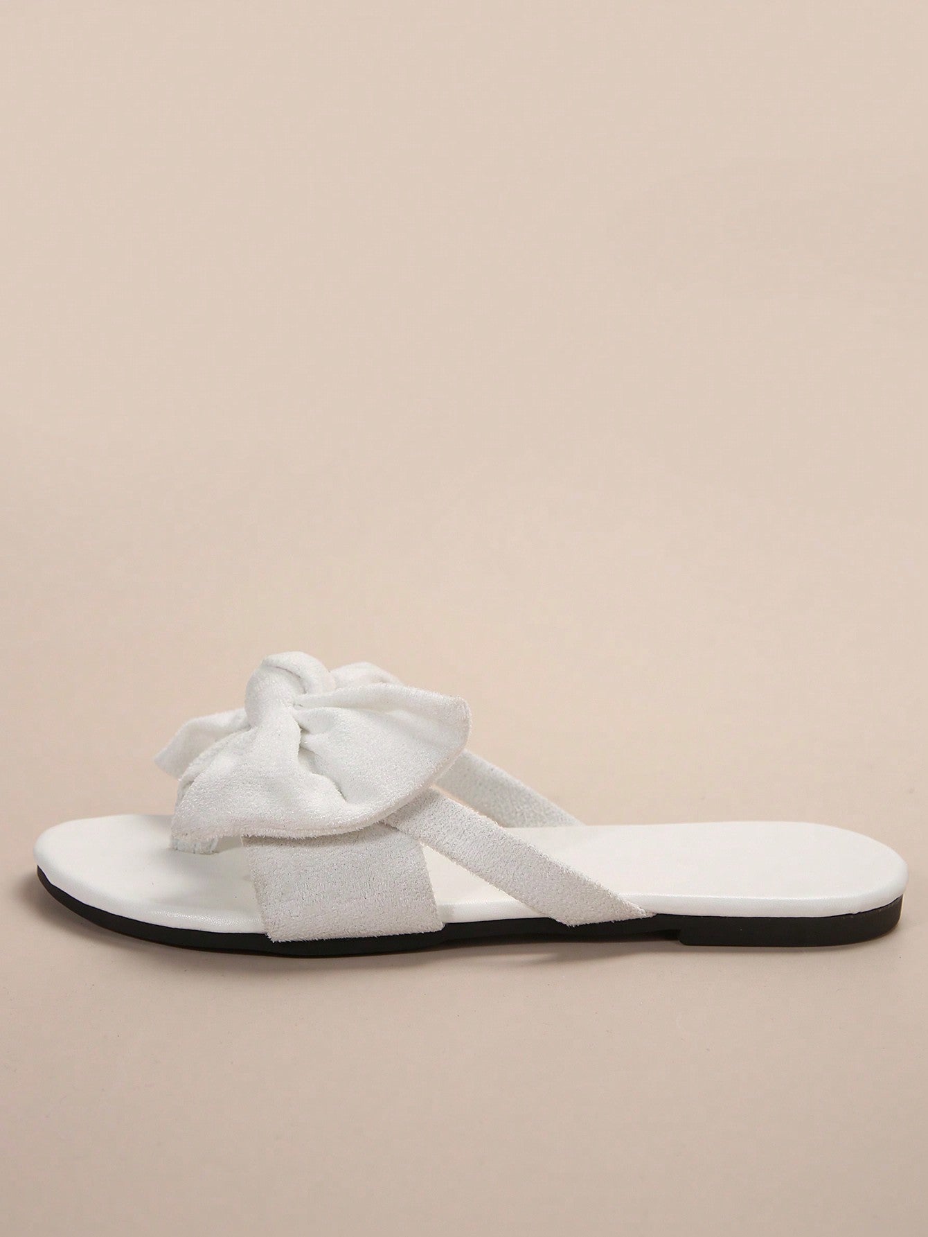 White Butterfly Knot Slippers Round Toe Outdoor Fashionable Beach Shoes Non-Slip Bow Knot Flip Flops