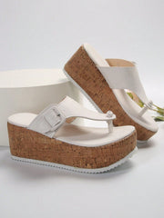 Korean-Style New Thick-Soled Slipper With Toes Strap For Women, Platform Heeled Sandals, Fashionable