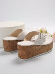 Korean-Style New Thick-Soled Slipper With Toes Strap For Women, Platform Heeled Sandals, Fashionable