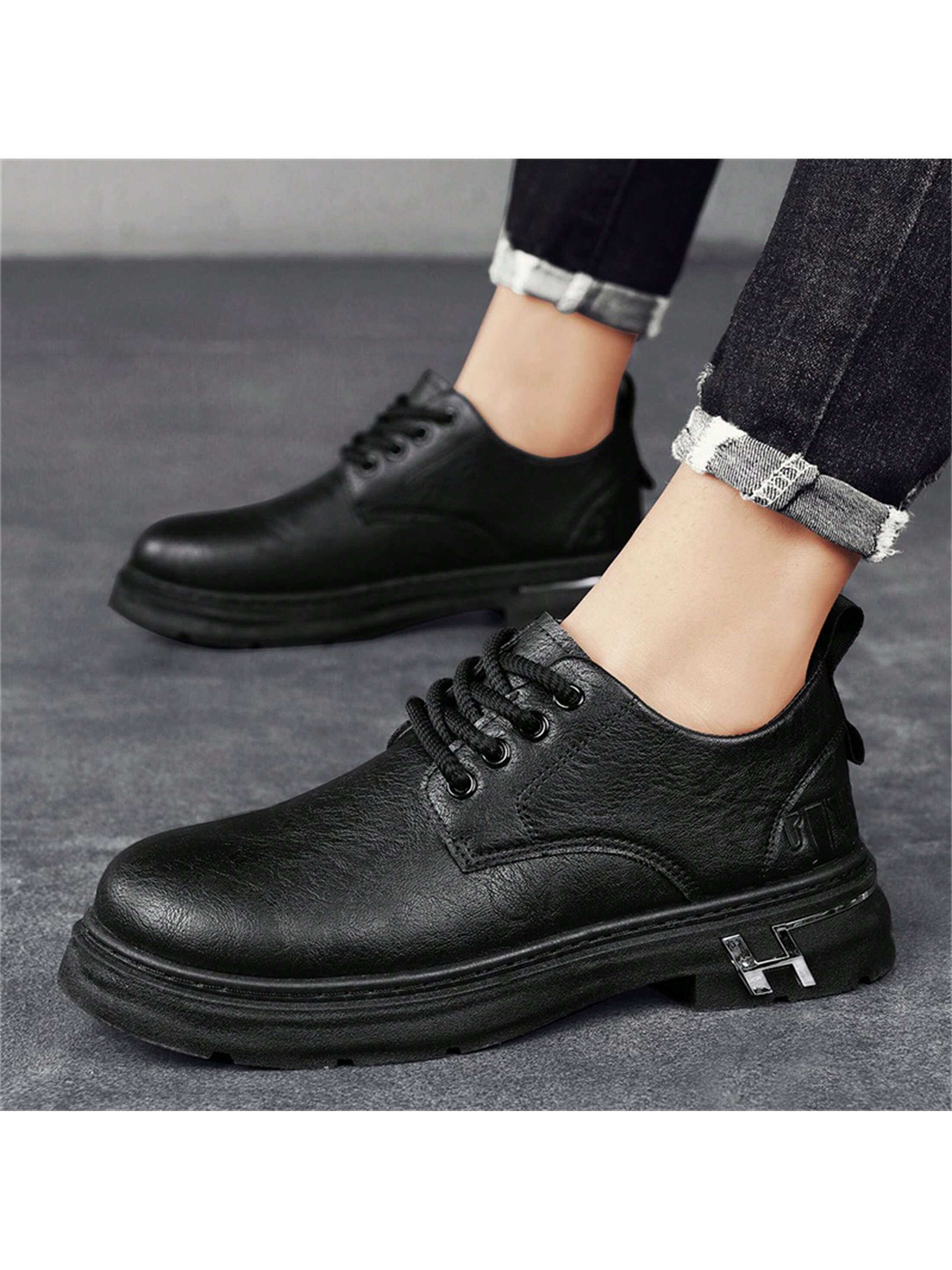 Men's Low-Cut Business Black Retro Casual British Style Shoes