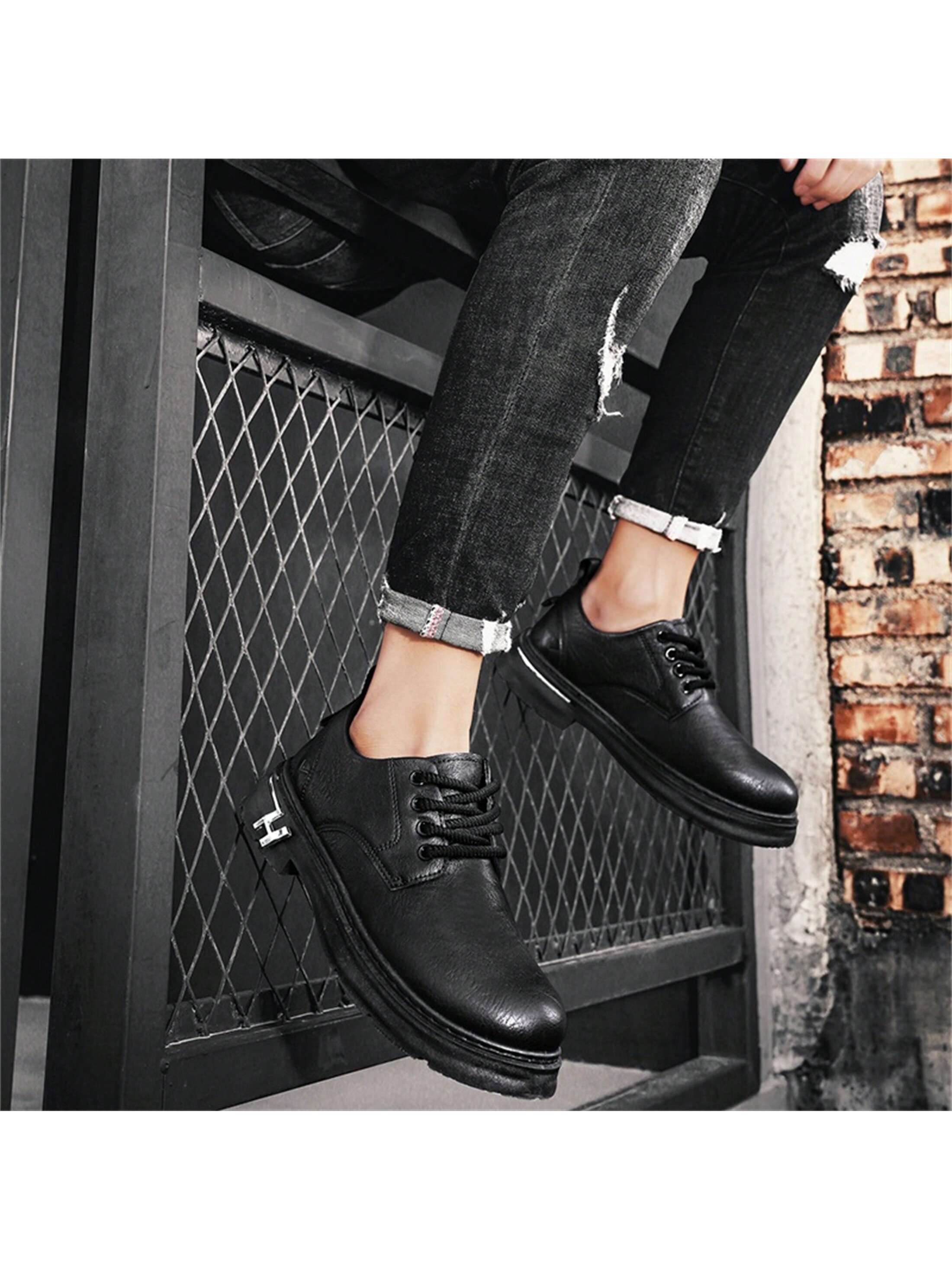 Men's Low-Cut Business Black Retro Casual British Style Shoes