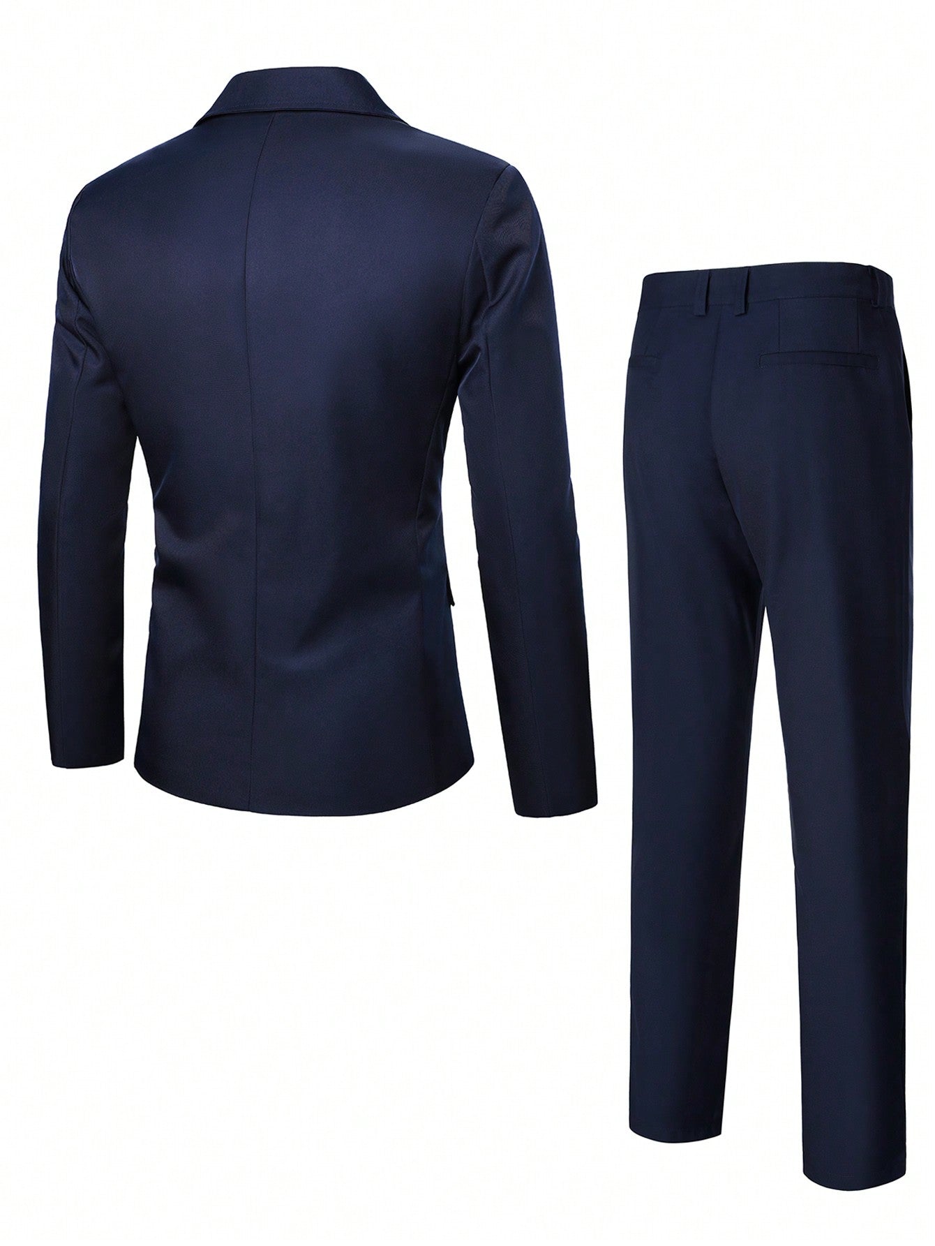 Manfinity Mode Men's Turn-Down Collar Single Breasted Suit Jacket And Suit Pants Set