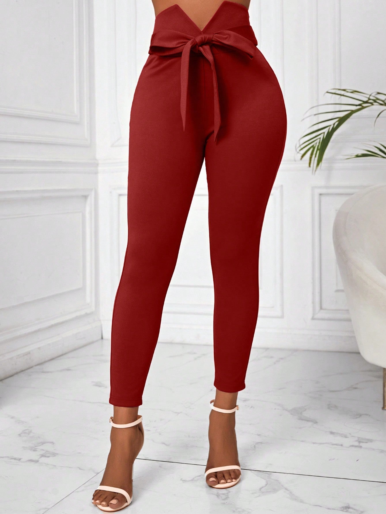 Lady Women's Asymmetric High Waist Tight Pants