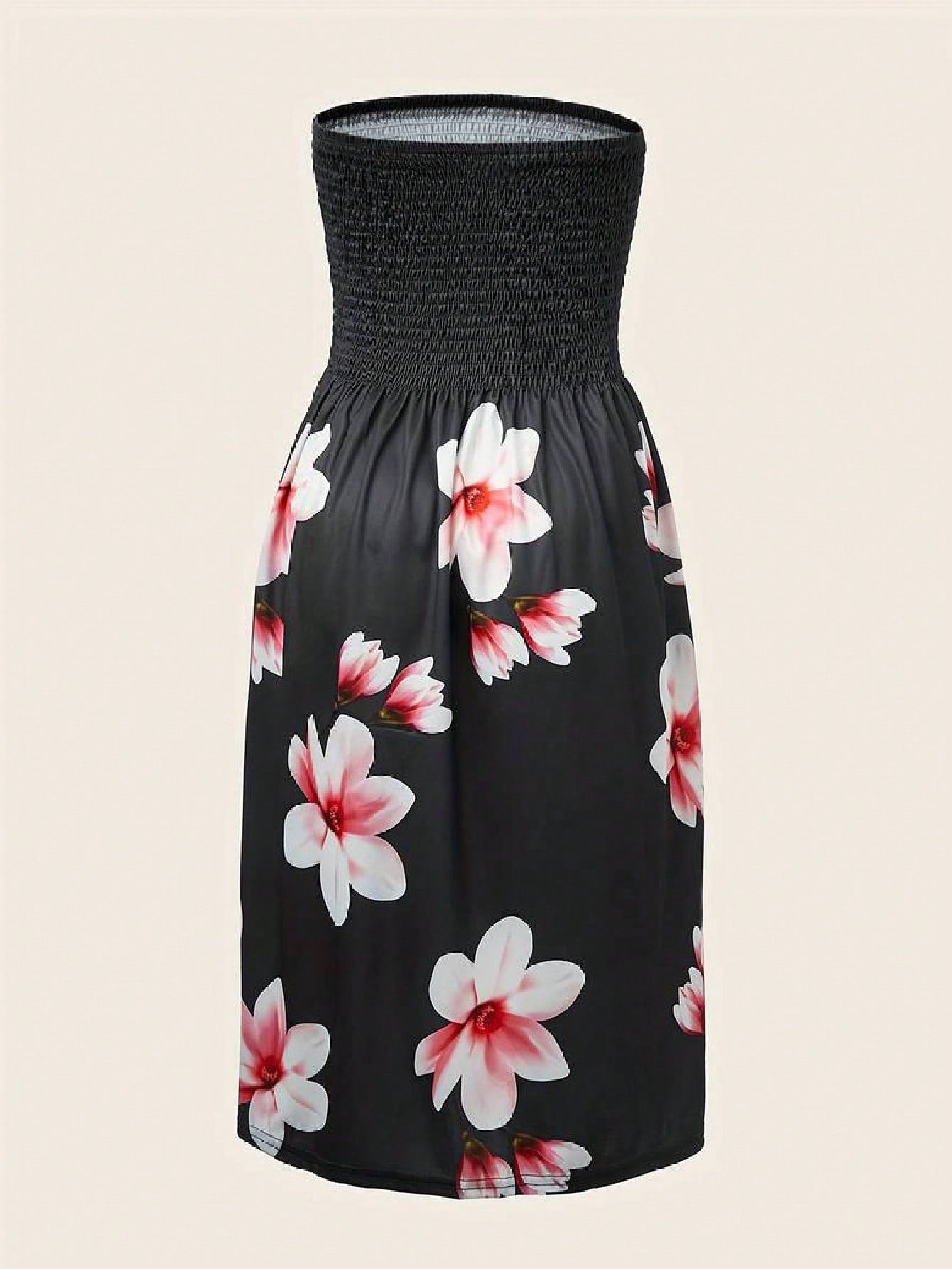 Women's Printed Flower Patchwork Strapless Dress