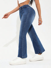 PETITE Washed Cat Whisker Flared Jeans