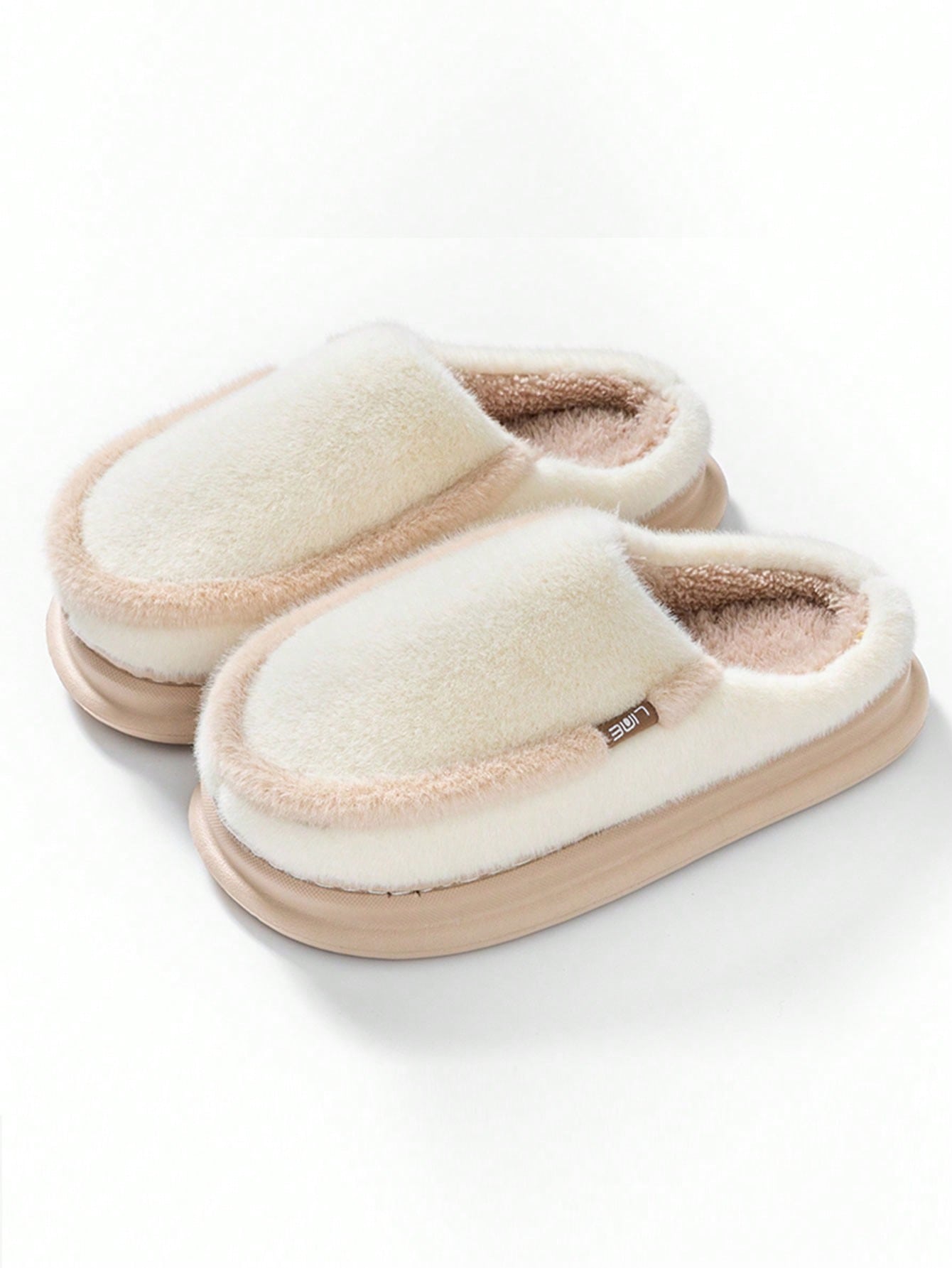 Women's Winter Simple Thick-Soled Home Slippers With Anti-Slip, Warm Plush Lining, Thick Eva Material, Silent For Couples