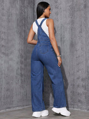 Women's Casual Straight-Leg Denim Overalls