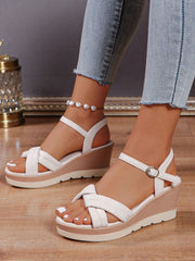 New Arrival Women's Wedge Sandals With Thick Sole, Ankle Strap And Platform Bottom