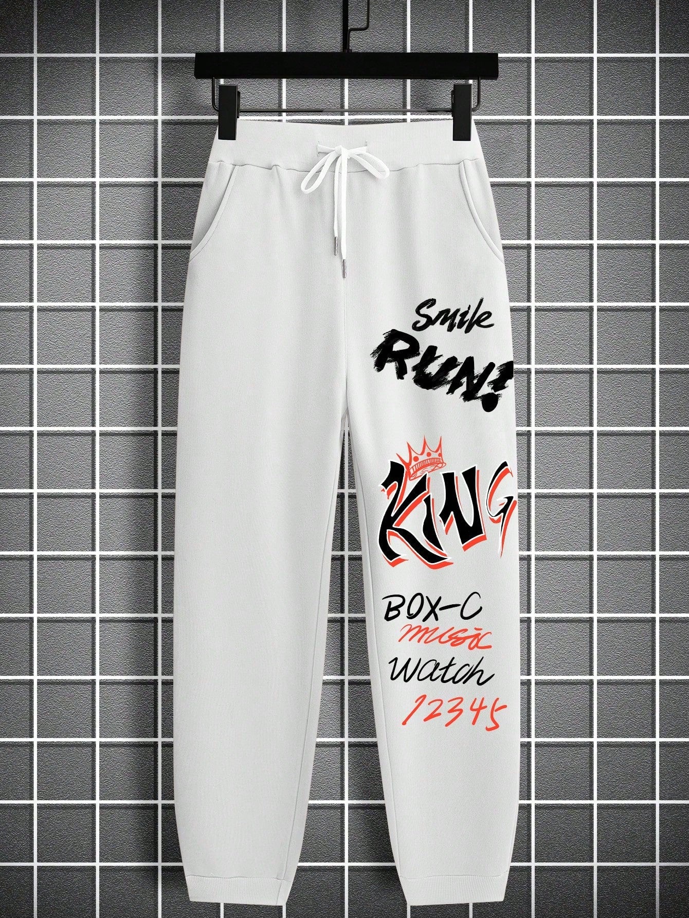 Manfinity LEGND Men's Graffiti Print Drawstring Waist Cuffed Sweatpants