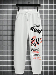 Manfinity LEGND Men's Graffiti Print Drawstring Waist Cuffed Sweatpants